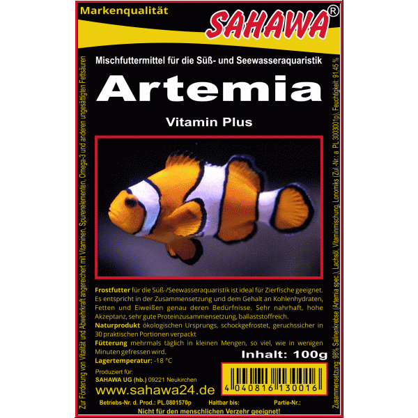 Frostfutter Artemia 100g vitaminisiert