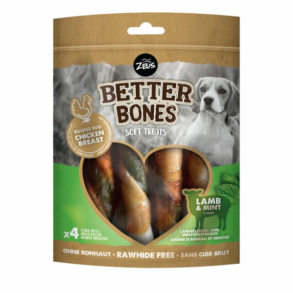 Zeus Better Bones mit Lammfleisch umwickelte Large Rolls und Minz Geschmack