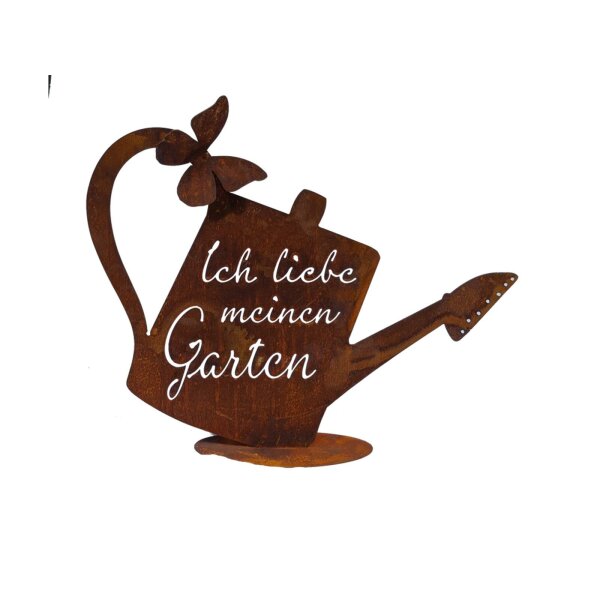 Rostdeko Gießkanne mit Spruch Ich liebe meinen Garten